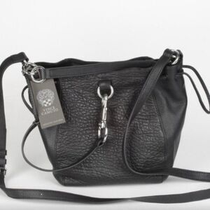 Vince Camuto Black Textured Shoulder Bag with Silver Hardware